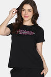 Zivame Knit Cotton Sleep Top - Black Beauty — thumbnail 2